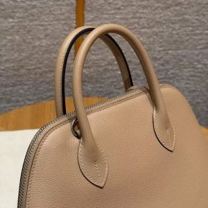 Hermes Bolide 1923 25 Bag Handmade In Evercolor Calfskin Leather Silver Hardware 0M Chai X9 Mauve - Image 14