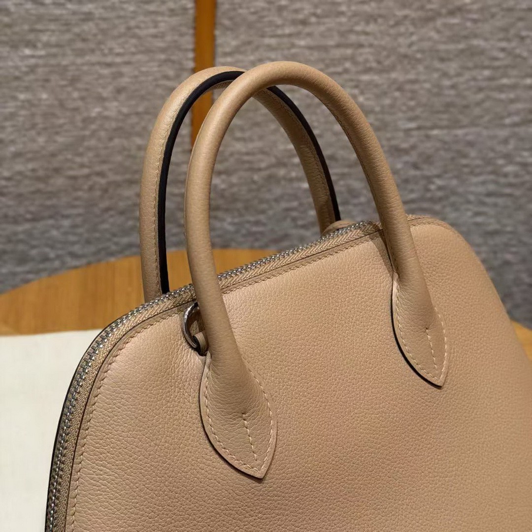 Hermes Bolide 1923 25 Bag Handmade In Evercolor Calfskin Leather Silver Hardware 0M Chai X9 Mauve - Image 14