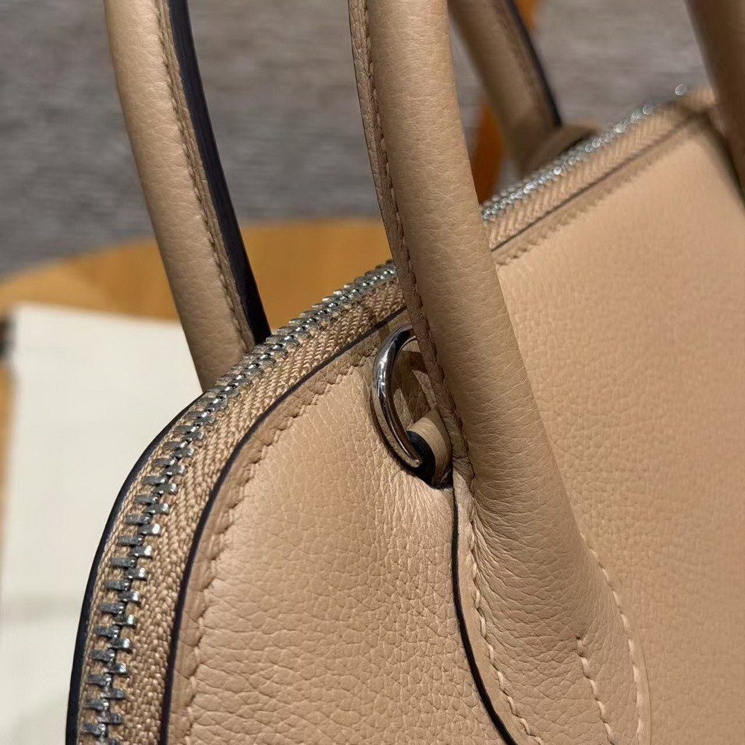 Hermes Bolide 1923 25 Bag Handmade In Evercolor Calfskin Leather Silver Hardware 0M Chai X9 Mauve - Image 13