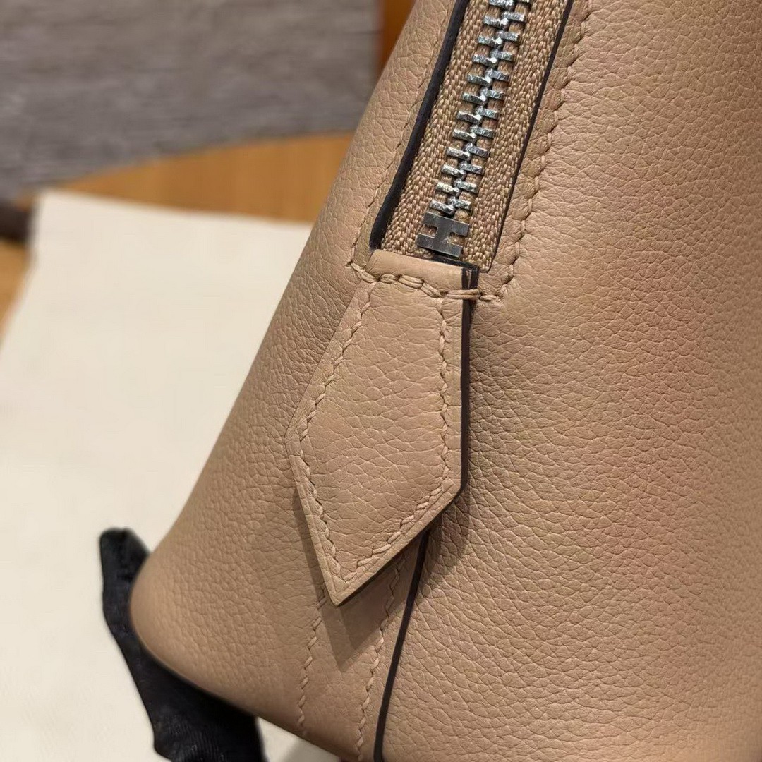 Hermes Bolide 1923 25 Bag Handmade In Evercolor Calfskin Leather Silver Hardware 0M Chai X9 Mauve - Image 11