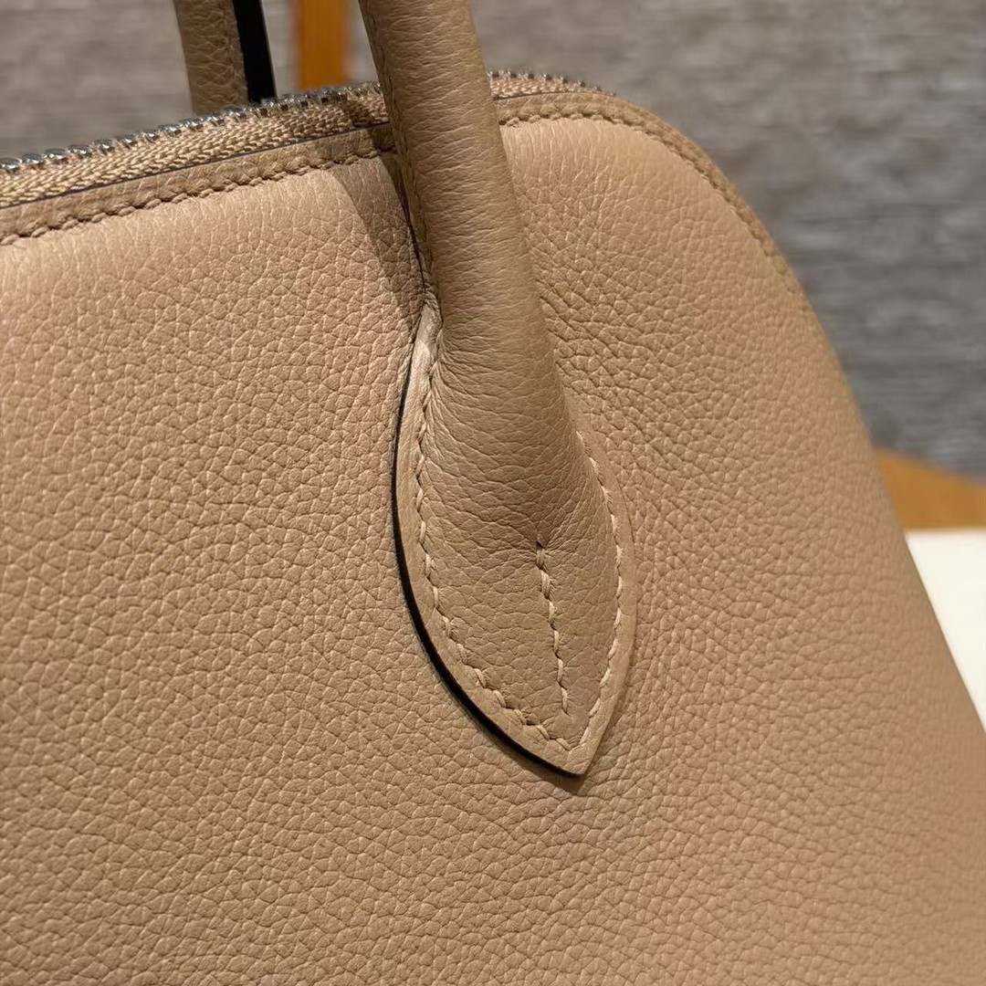 Hermes Bolide 1923 25 Bag Handmade In Evercolor Calfskin Leather Silver Hardware 0M Chai X9 Mauve - Image 10