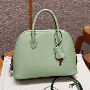 Hermes Bolide 1923 25 Bag Handmade In Evercolor Calfskin Leather Silver Hardware 3i Vert Criquent