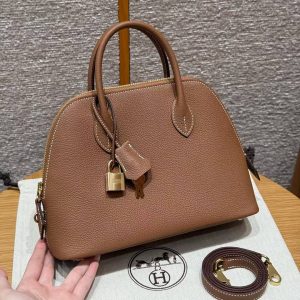 Hermes Bolide 1923 25 Bag Handmade In Togo Calfskin Leather Gold Hardware 37 Gold
