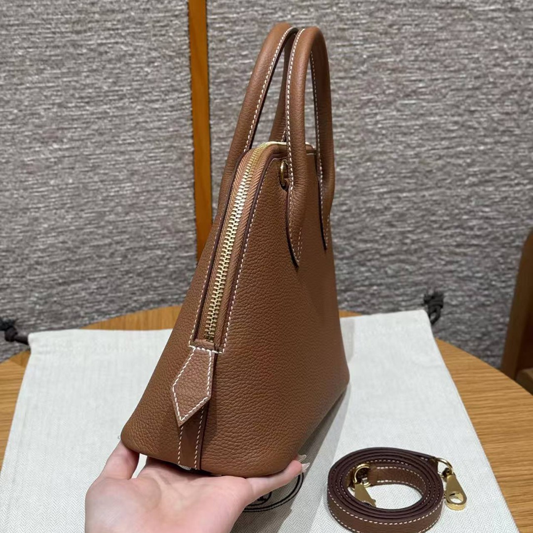 Hermes Bolide 1923 25 Bag Handmade In Togo Calfskin Leather Gold Hardware 37 Gold - Image 14
