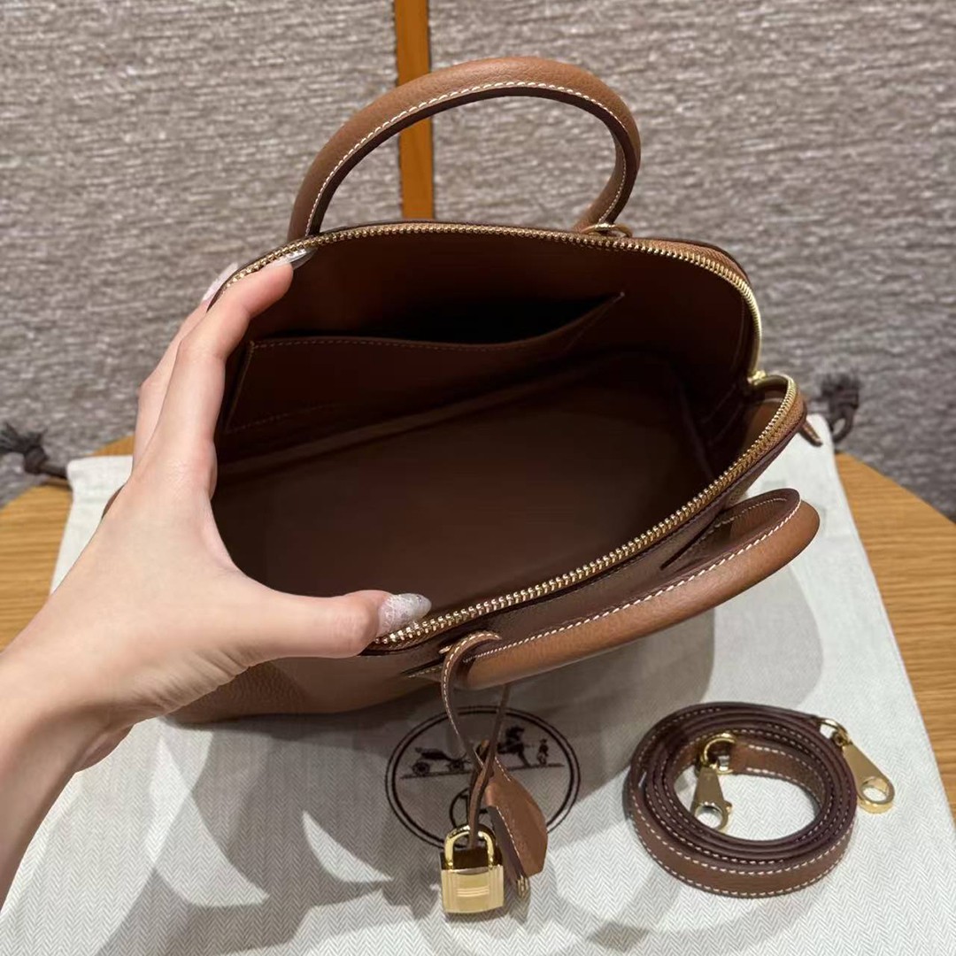 Hermes Bolide 1923 25 Bag Handmade In Togo Calfskin Leather Gold Hardware 37 Gold - Image 12