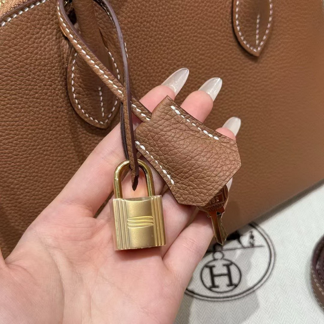 Hermes Bolide 1923 25 Bag Handmade In Togo Calfskin Leather Gold Hardware 37 Gold - Image 8