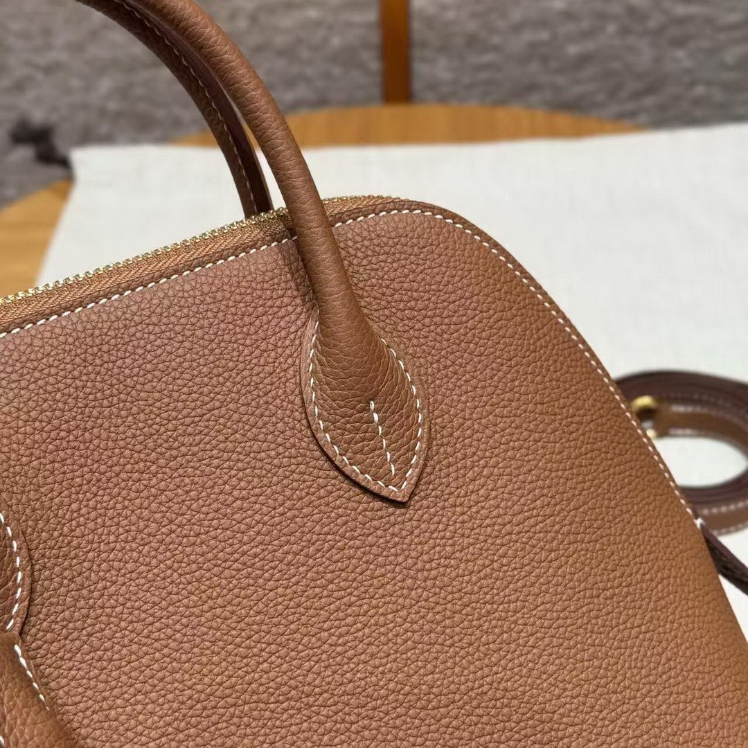 Hermes Bolide 1923 25 Bag Handmade In Togo Calfskin Leather Gold Hardware 37 Gold - Image 7