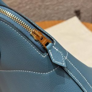 Hermes Bolide 1923 25 Bag Handmade In Togo Calfskin Leather Gold Hardware 75 Blue Jean - Image 15