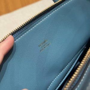 Hermes Bolide 1923 25 Bag Handmade In Togo Calfskin Leather Gold Hardware 75 Blue Jean - Image 14