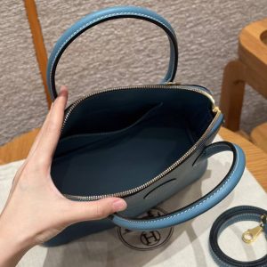 Hermes Bolide 1923 25 Bag Handmade In Togo Calfskin Leather Gold Hardware 75 Blue Jean - Image 11