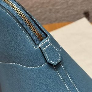 Hermes Bolide 1923 25 Bag Handmade In Togo Calfskin Leather Gold Hardware 75 Blue Jean - Image 7