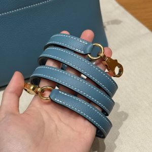 Hermes Bolide 1923 25 Bag Handmade In Togo Calfskin Leather Gold Hardware 75 Blue Jean - Image 5
