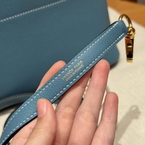 Hermes Bolide 1923 25 Bag Handmade In Togo Calfskin Leather Gold Hardware 75 Blue Jean - Image 3