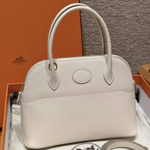 Hermes Bolide 27 Bag Handmade In Epsom Calfskin Leather Gold Hardware 10 Craie