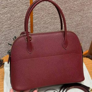 Hermes Bolide 27 Bag Handmade In Epsom Calfskin Leather Gold Hardware 55 Rouge H - Image 2
