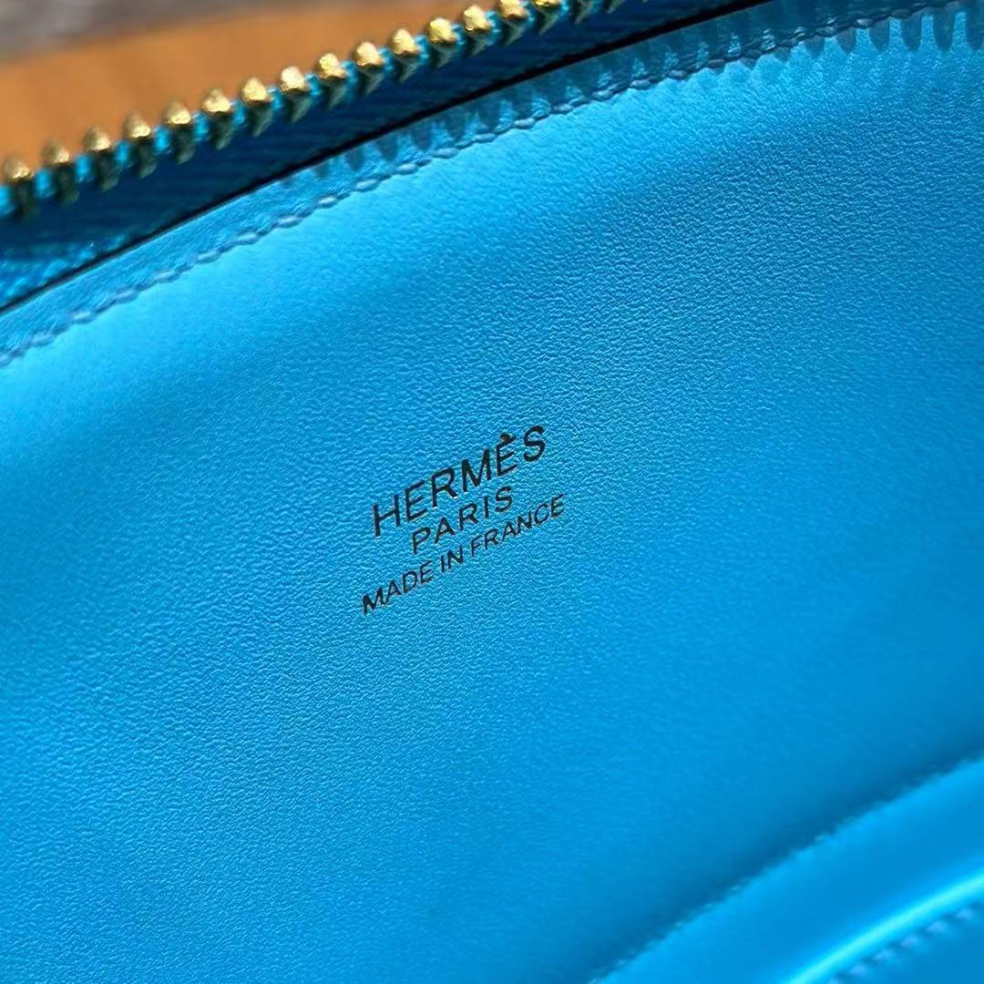 Hermes Bolide 27 Bag Handmade In Epsom Calfskin Leather Gold Hardware 7N Celeste - Image 2