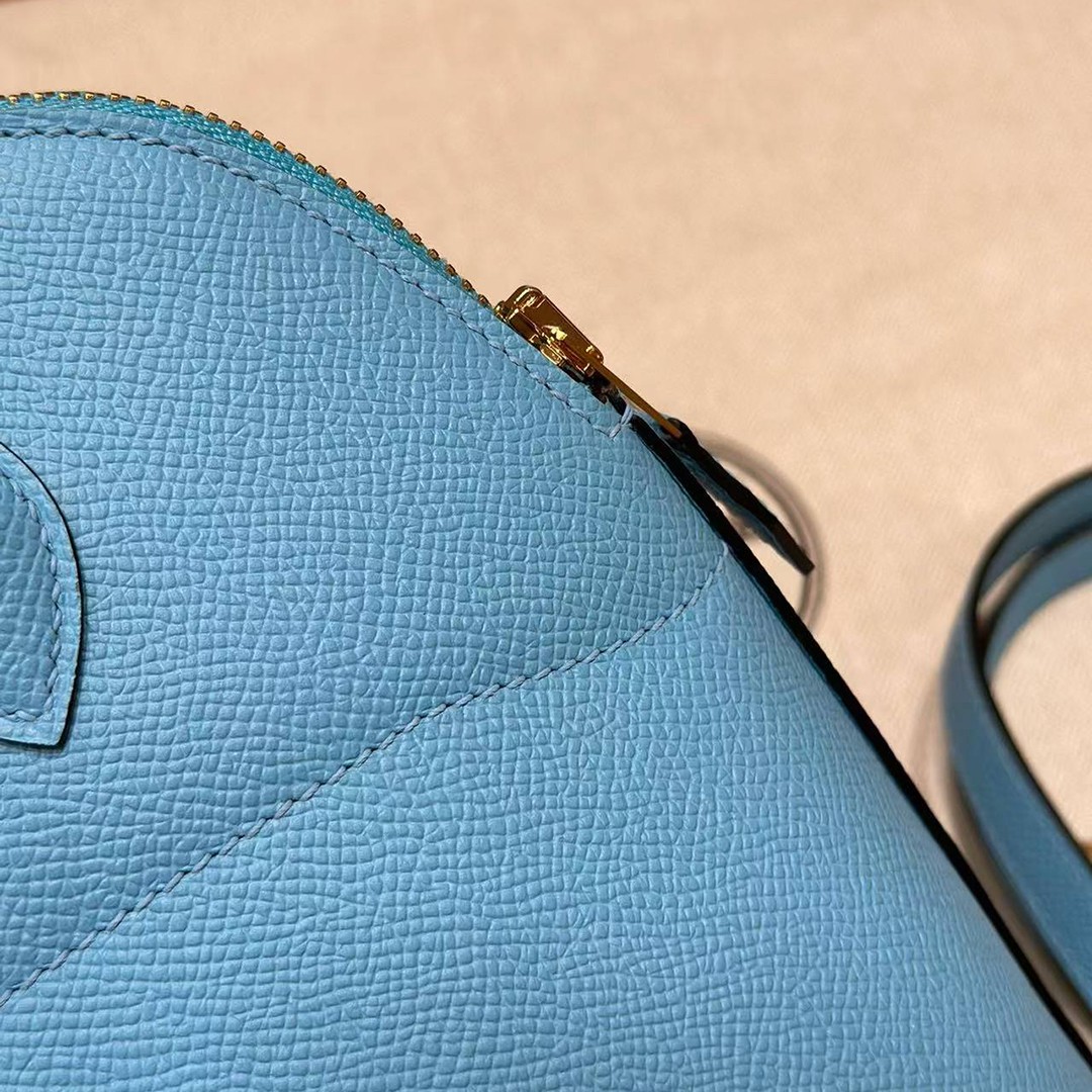Hermes Bolide 27 Bag Handmade In Epsom Calfskin Leather Gold Hardware 7N Celeste - Image 17