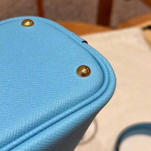 Hermes Bolide 27 Bag Handmade In Epsom Calfskin Leather Gold Hardware 7N Celeste - Image 16