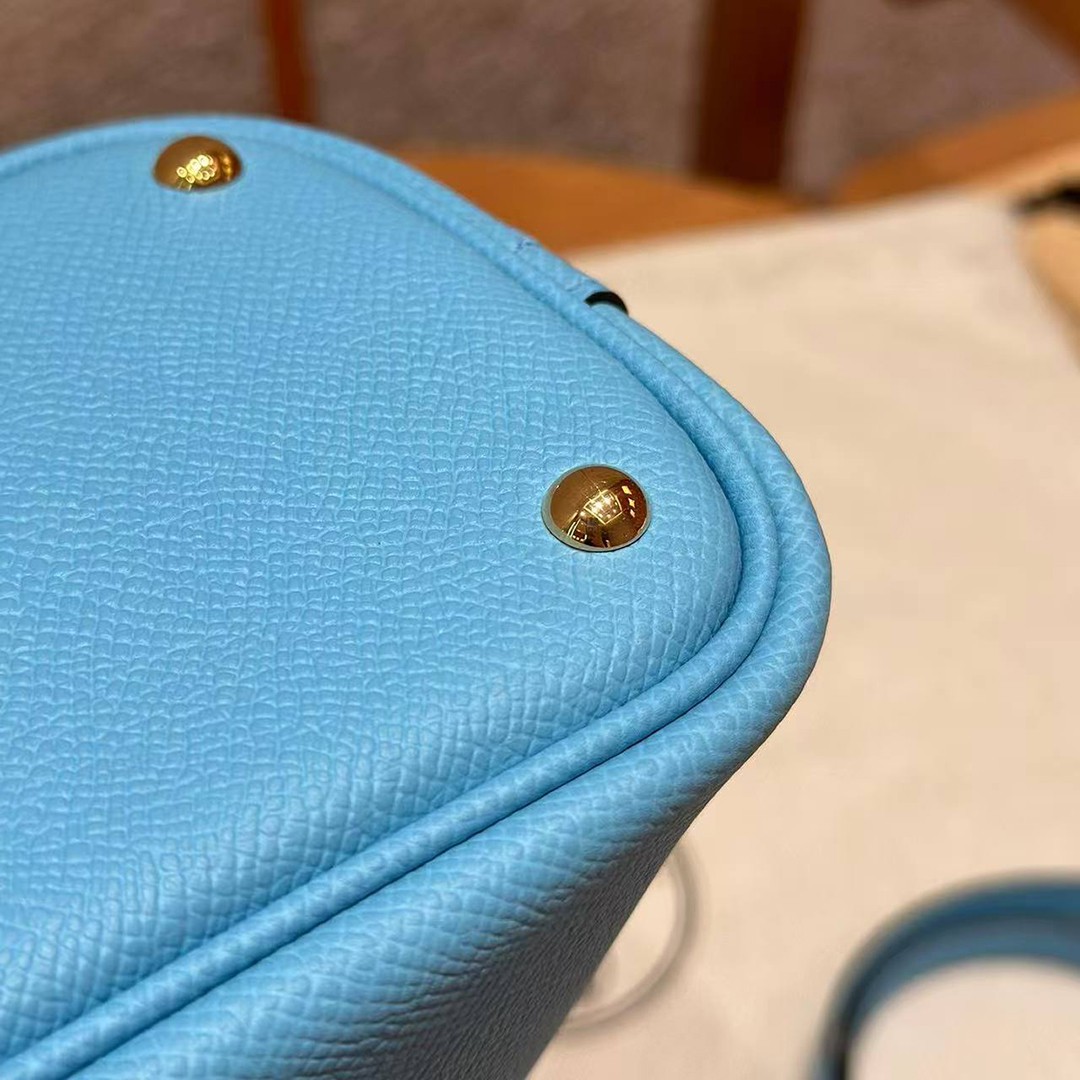 Hermes Bolide 27 Bag Handmade In Epsom Calfskin Leather Gold Hardware 7N Celeste - Image 16