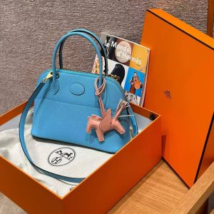 Hermes Bolide 27 Bag Handmade In Epsom Calfskin Leather Gold Hardware 7N Celeste - Image 12