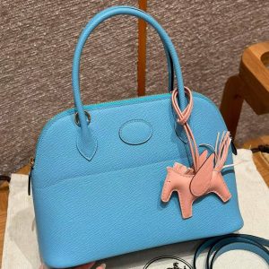 Hermes Bolide 27 Bag Handmade In Epsom Calfskin Leather Gold Hardware 7N Celeste - Image 11