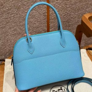 Hermes Bolide 27 Bag Handmade In Epsom Calfskin Leather Gold Hardware 7N Celeste - Image 10