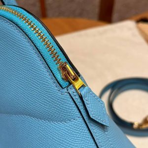 Hermes Bolide 27 Bag Handmade In Epsom Calfskin Leather Gold Hardware 7N Celeste - Image 7
