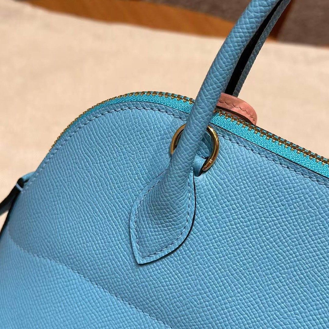 Hermes Bolide 27 Bag Handmade In Epsom Calfskin Leather Gold Hardware 7N Celeste - Image 5