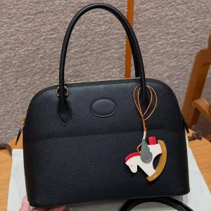 Hermes Bolide 27 Bag Handmade In Epsom Calfskin Leather Gold Hardware 89 Noir