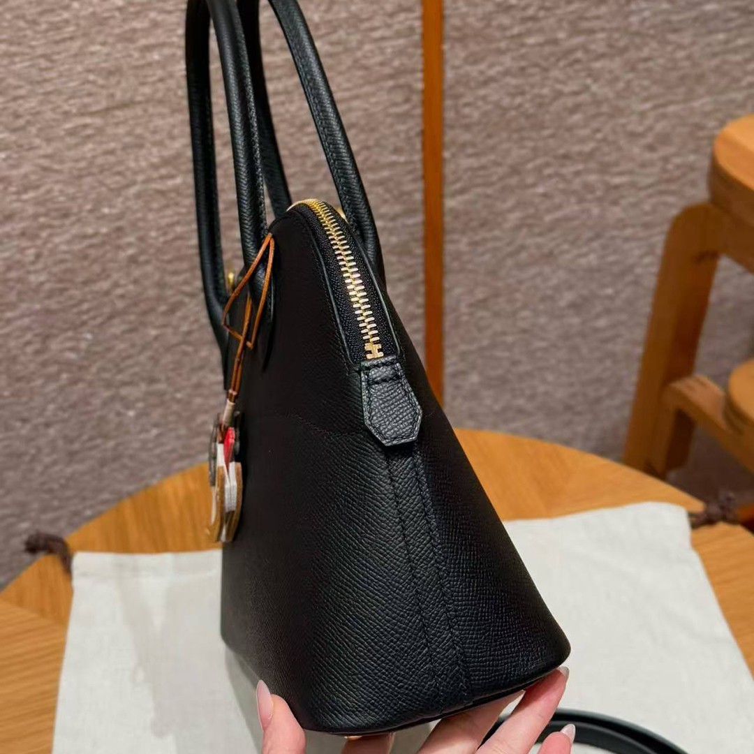 Hermes Bolide 27 Bag Handmade In Epsom Calfskin Leather Gold Hardware 89 Noir - Image 18