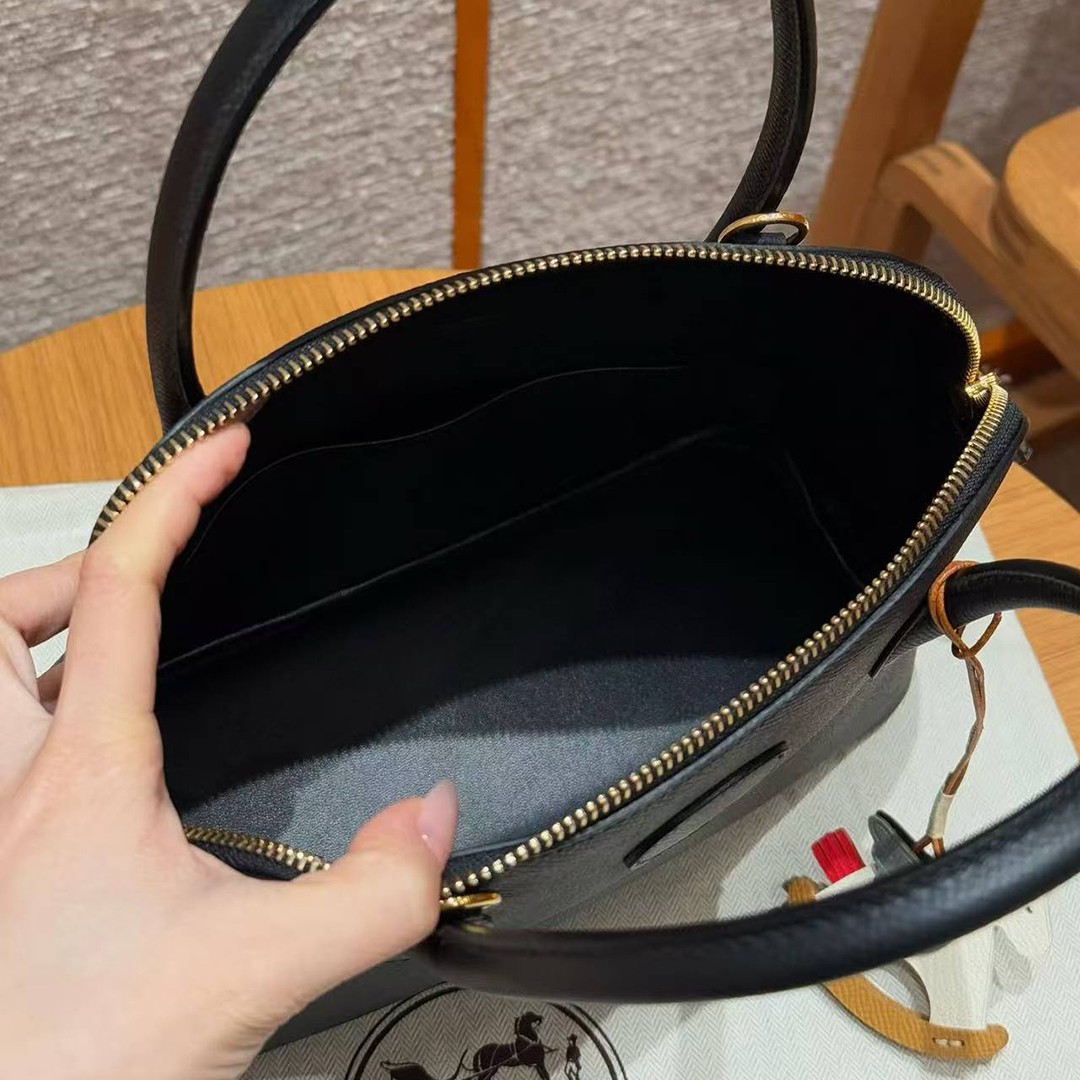 Hermes Bolide 27 Bag Handmade In Epsom Calfskin Leather Gold Hardware 89 Noir - Image 14