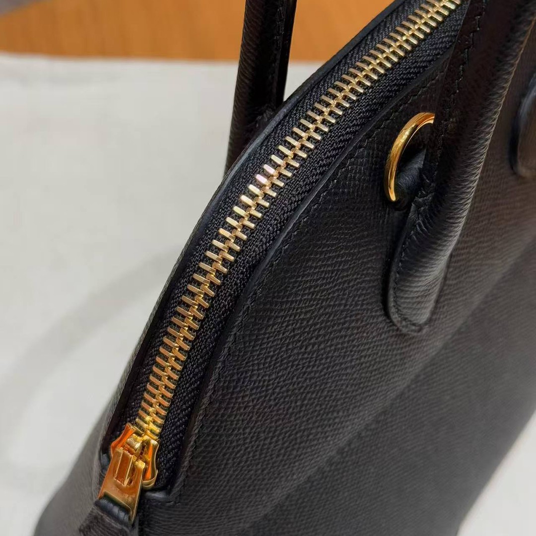 Hermes Bolide 27 Bag Handmade In Epsom Calfskin Leather Gold Hardware 89 Noir - Image 8