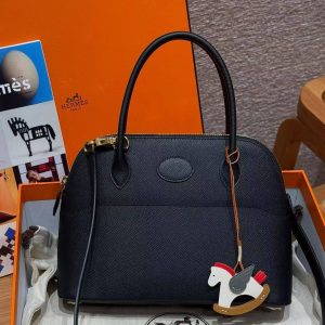 Hermes Bolide 27 Bag Handmade In Epsom Calfskin Leather Gold Hardware 89 Noir - Image 5