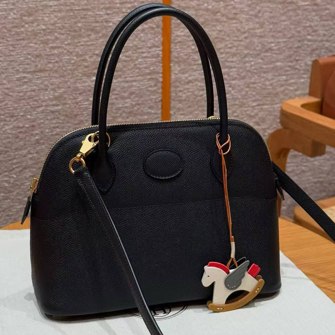 Hermes Bolide 27 Bag Handmade In Epsom Calfskin Leather Gold Hardware 89 Noir - Image 3