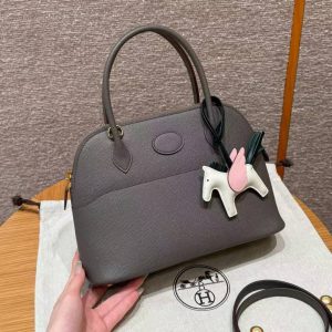 Hermes Bolide 27 Bag Handmade In Epsom Calfskin Leather Gold Hardware 8F Gris Etain