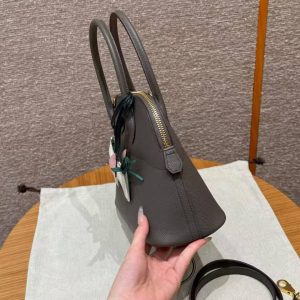 Hermes Bolide 27 Bag Handmade In Epsom Calfskin Leather Gold Hardware 8F Gris Etain - Image 14