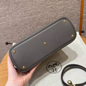 Hermes Bolide 27 Bag Handmade In Epsom Calfskin Leather Gold Hardware 8F Gris Etain - Image 13
