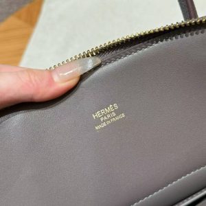 Hermes Bolide 27 Bag Handmade In Epsom Calfskin Leather Gold Hardware 8F Gris Etain - Image 7