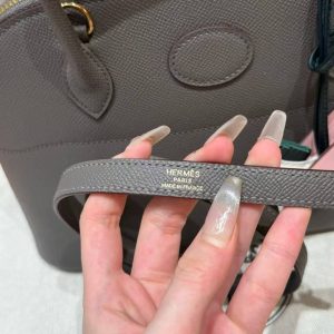 Hermes Bolide 27 Bag Handmade In Epsom Calfskin Leather Gold Hardware 8F Gris Etain - Image 4