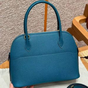 Alternative view of Hermes Bolide 27 Bag Handmade In Epsom Calfskin Leather Gold Hardware W0 Vert Bosphore