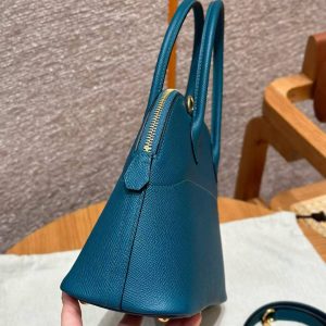 Hermes Bolide 27 Bag Handmade In Epsom Calfskin Leather Gold Hardware W0 Vert Bosphore - Image 16