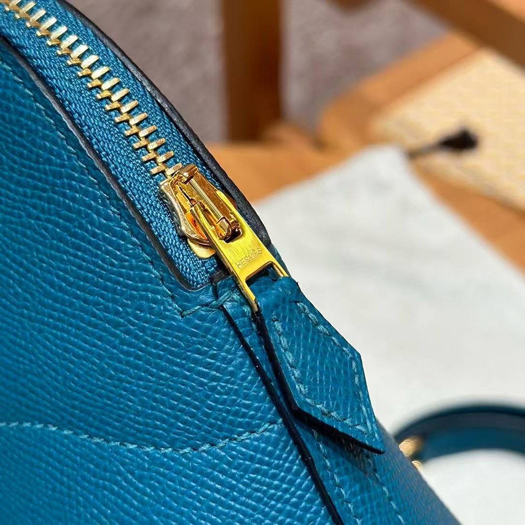 Hermes Bolide 27 Bag Handmade In Epsom Calfskin Leather Gold Hardware W0 Vert Bosphore - Image 14