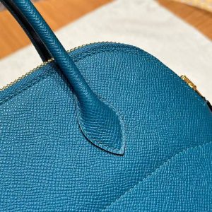 Hermes Bolide 27 Bag Handmade In Epsom Calfskin Leather Gold Hardware W0 Vert Bosphore - Image 13