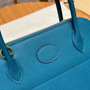 Hermes Bolide 27 Bag Handmade In Epsom Calfskin Leather Gold Hardware W0 Vert Bosphore - Image 12