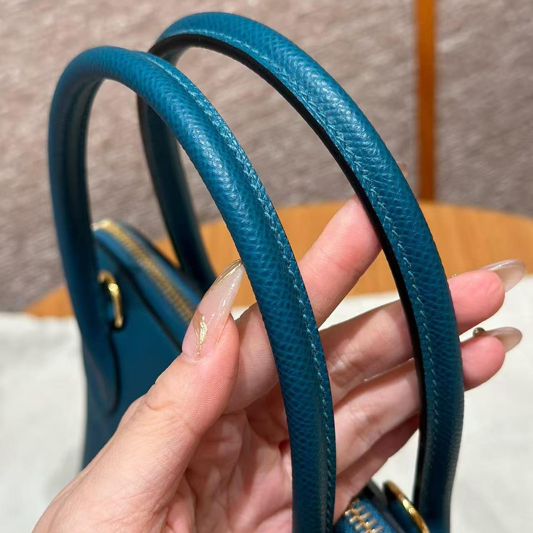 Hermes Bolide 27 Bag Handmade In Epsom Calfskin Leather Gold Hardware W0 Vert Bosphore - Image 11