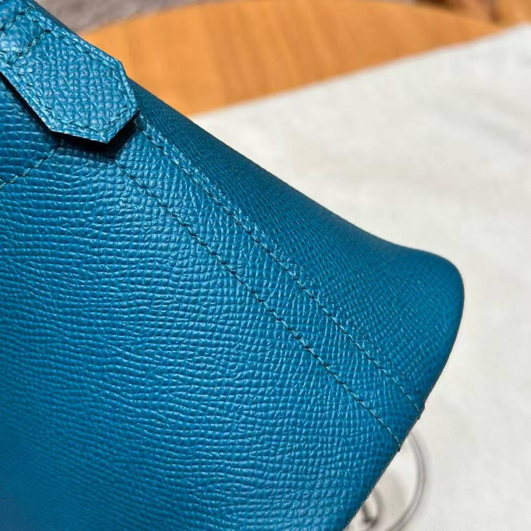 Hermes Bolide 27 Bag Handmade In Epsom Calfskin Leather Gold Hardware W0 Vert Bosphore - Image 9