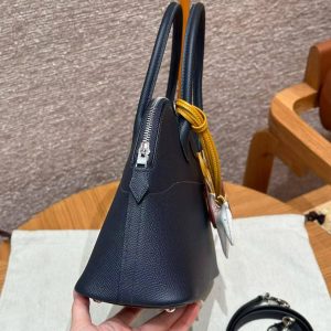 Hermes Bolide 27 Bag Handmade In Epsom Calfskin Leather Silver Hardware 2z Blue Nuit - Image 15