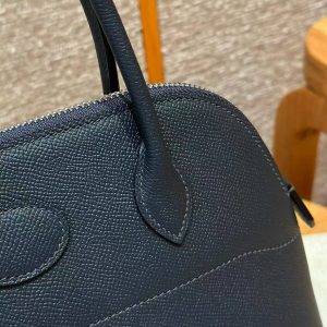 Hermes Bolide 27 Bag Handmade In Epsom Calfskin Leather Silver Hardware 2z Blue Nuit - Image 13