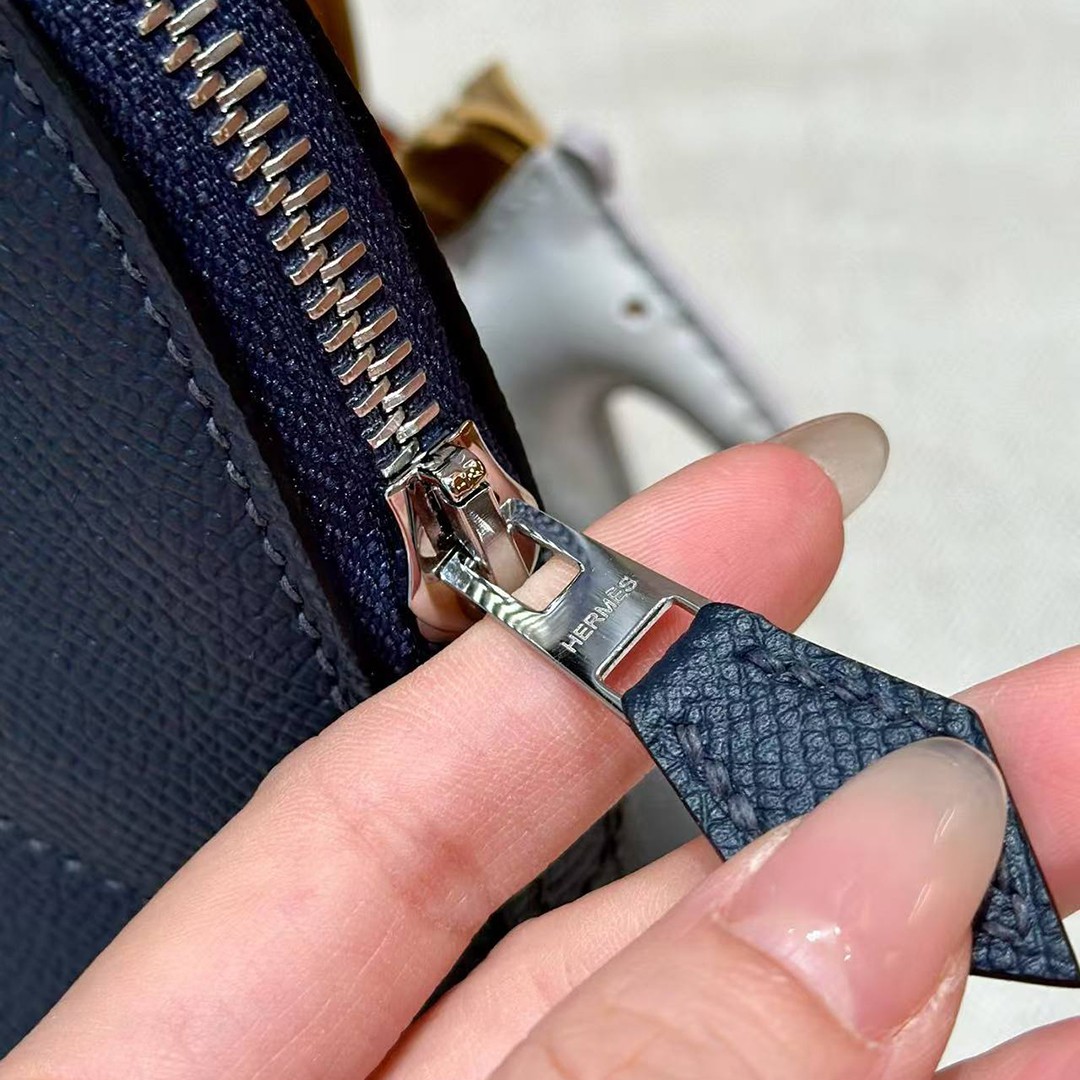 Hermes Bolide 27 Bag Handmade In Epsom Calfskin Leather Silver Hardware 2z Blue Nuit - Image 12