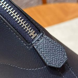 Hermes Bolide 27 Bag Handmade In Epsom Calfskin Leather Silver Hardware 2z Blue Nuit - Image 11
